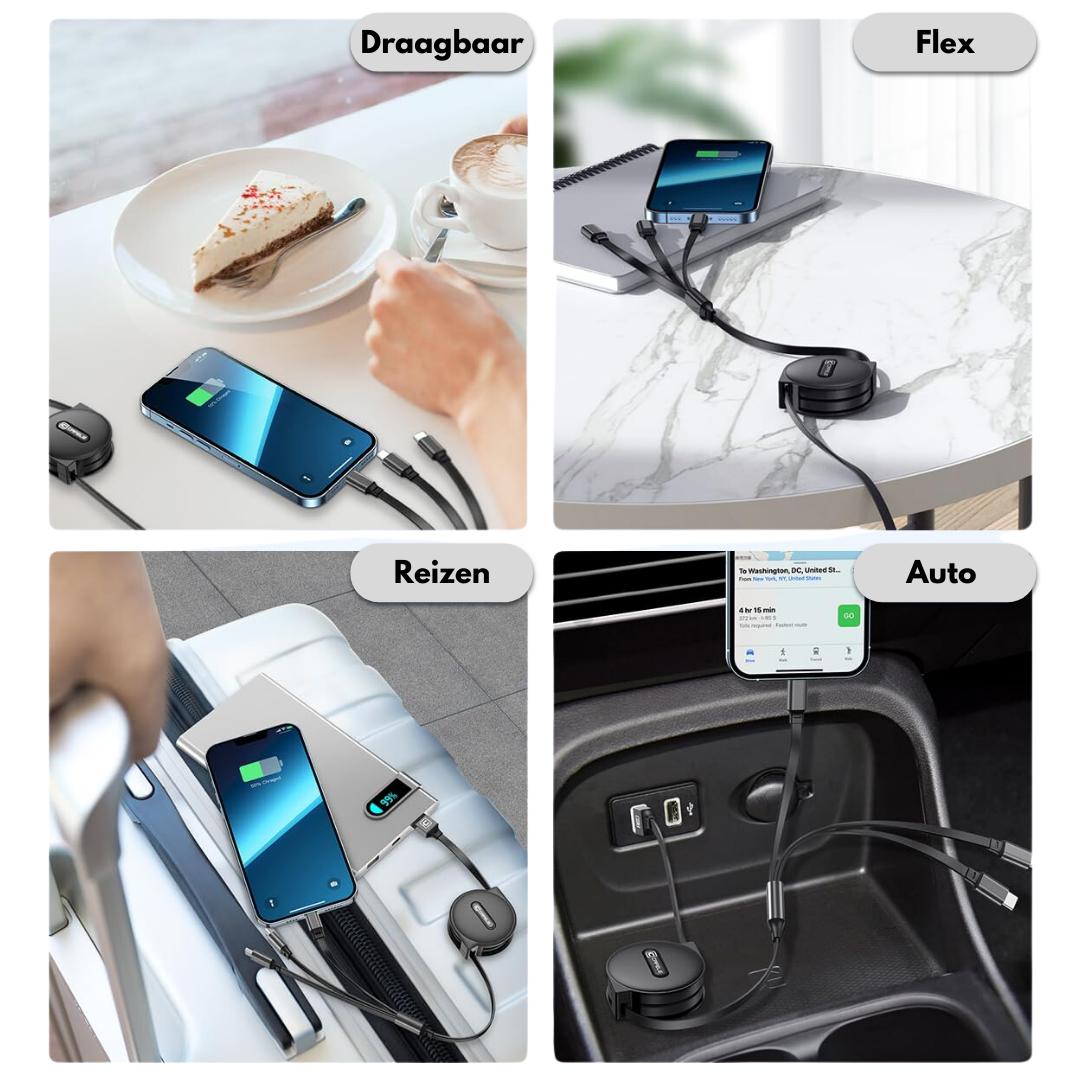 MultiCord Pro™ Chargeur Rétractable Rapide